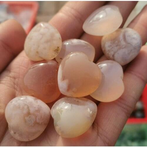 2pcs Random Natural cherry blossom moon agate Quartz Crystal Carved Healing Gift
