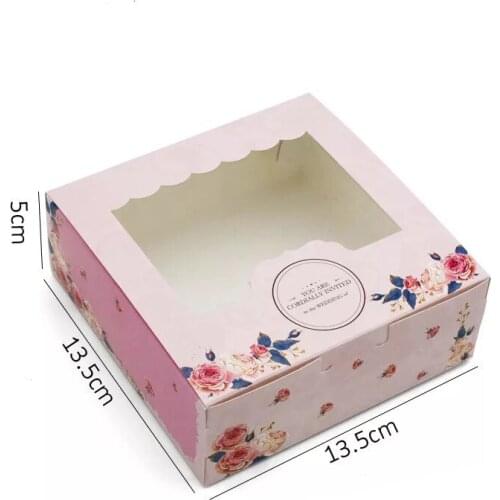 21.5x13.5x5cm paper Baking Food Carton Kraft Box with window pink Cookies Gift packaging Box Mooncake Macaron cake Packing box