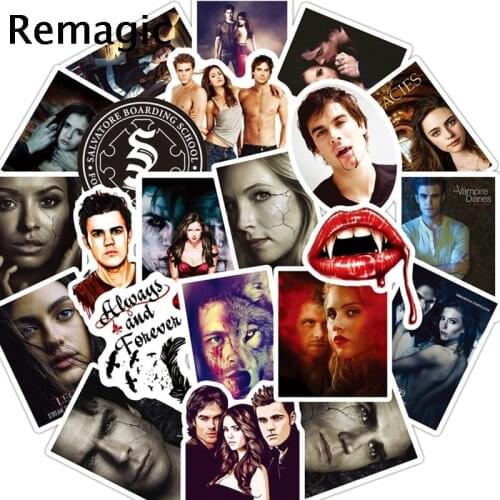 50pcs The Vampire Diaries TV show DIY Stickers pack anime vintage paster cosplay scrapbooking phone laptop decoration accessory