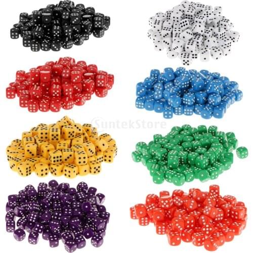 16mm 100pcs Acrylic Six Sided Spot Dice Party Games Dice Game Dice Party Gambling Dices Game Digital Dices