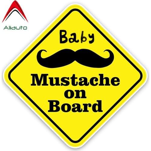 Aliauto Funny Mustache Car Sticker Baby on Board Safety Caution Sign Waterproof Sunscreen Anti-UV Cover Scratch,16CM*16CM