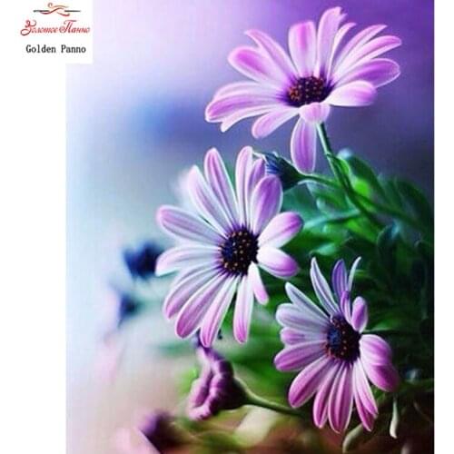 Golden panno,5D,diy diamond embroidery,Full,square,Diamond Painting,Cross Stitch,3D,diamond,Mosaic,Needlework,purple flower 728S