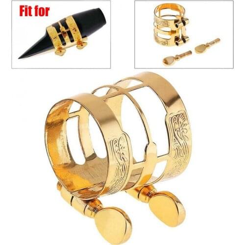 Alto Sax Clarinet Mouthpiece Ligature Saxophone Parts Clip Carved Metal Ligature Double Screw Fastener Clip Mouthpiece Ligature