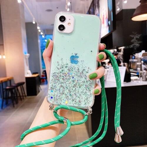Glitter Lanyard Strap Cord Chain Shell case on For Samsung Galaxy A51 A71 A11 A21 A31 A41 A10 A20E A40 A50 A70 M21 A21S Cover
