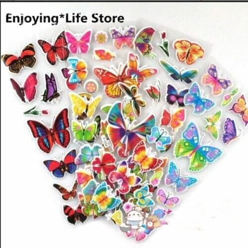 3D Flower Butterfly World Puffy Stickers Lot Bed Room Kids Crafts Reward Stickers Party Favors Party Favors for Kids Birthday