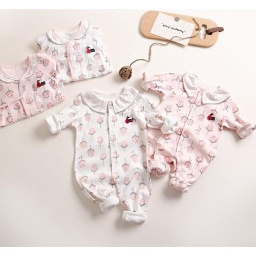 Infant Clothing Baby Girls Pure Cotton Jumpsuit 2021 New Spring Autumn Baby Girls Long Sleeved Printing Casual Romper 0-2 Years
