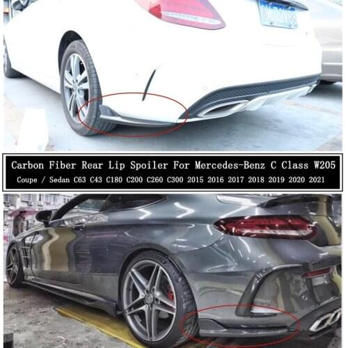 For Mercedes-Benz C Class W205 Coupe Sedan C180 C200 C260 C300 2015-2021 Rear Lip Spoiler Carbon Fiber Bumper Diffuser Spoilers
