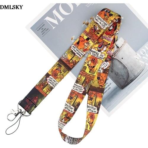 DMLSKY THIS IF FINE Dog Lanyard Keychain Lanyards for keys Badge ID Mobile Phone Rope Neck Straps Accessories Gifts M4425