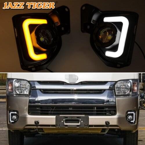 12V LED Daytime running lights For Toyota Hiace 2014 - 2016 2017 2018 auto Drl with turn signals for cars fog lights headlights
