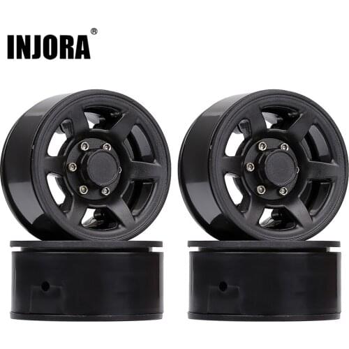 INJORA 4Pcs Plastic 1.55" Beadlock Wheel Rim White/ Black for 1/10 RC Crawler Car Axial 90069 D90 TF2 Tamiya CC01 LC70 MST JIMNY
