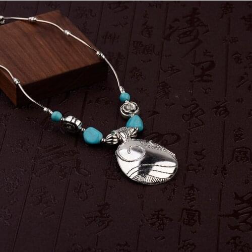 Exquisite Gypsy Teardrop Pendant Necklace Charms Fashion Turquoise Vintage Boho Women Ethnic Jewelry