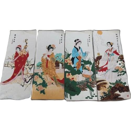 Chinese Thangka Embroidery Handmade Silk Four Beauties And Four Screens Painting