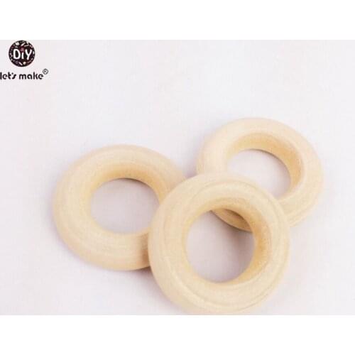 Lets Make 200pc 25mm Maple Wooden Ring Food Grade Wood Teether Childrens Jewelry DIY Crafts Accessories Nursing Pendant