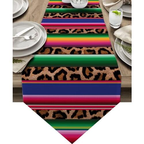 Mexican Stripes Cow Pattern Table Runner Luxury Dining Table Decor Tablecloth Table Runner for Wedding Party