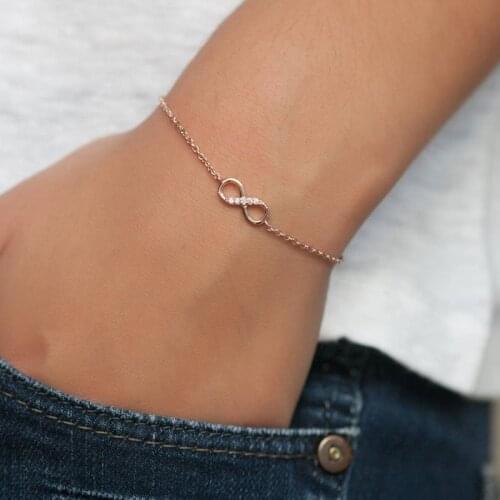 Fashion Love CZ Infinity Bracelet for Women 8 Symbol Friendship Bracelets Gold Party Gift Lobster Clasp Eternity Jewelry