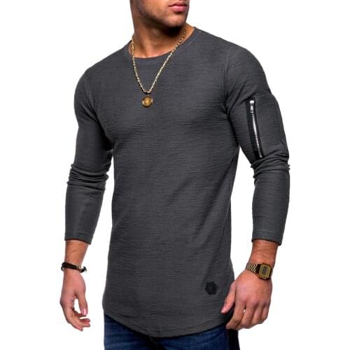 Men Tennis Shirt O-Neck Arm Zipper Design Long Sleeve Running t-shirt Men Fitness Shirts Top Jersey Plus Size