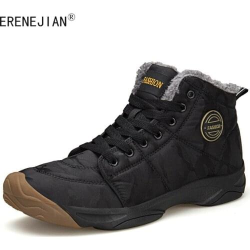 ERENEJIAN Man Winter Warm Snow Boots Plush Lined Thick Thermal Outdoor Hiking Climbing Trekking Ankle Boots Work Shoes Sneakers