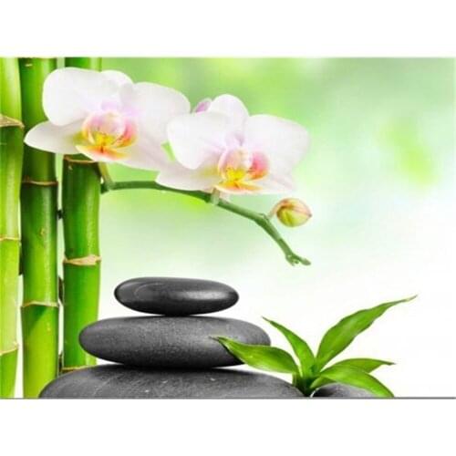 Orchid Flower DIY 11CT Cross Stitch Embroidery Kits Needlework Craft Set Printed Canvas Cotton Thread Home Decoration Design