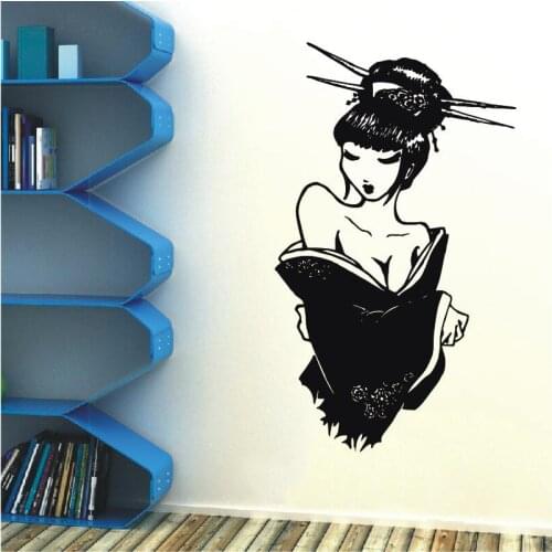 Wall Decal Beauty Salon Geisha Vinyl Sticker Poster Japan Japanese Manga Oriental Girl Home Bedroom Decor Art Design DIY WW-203
