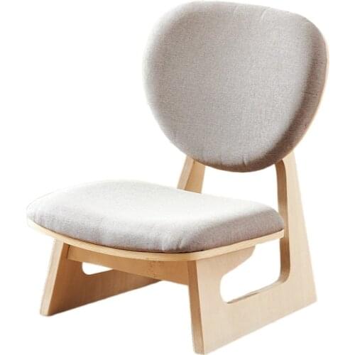 Low Sitting Stool Wood Chair Japanese Style Tatami Furniture Leisure Kneeling Chair Meditation Seat Fabric Upholstery Cushion