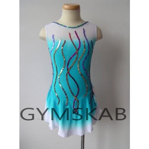 2018 New Style Figure Skating Dress Womens Girls Customized Ice Skating Dress Sleeveless Gymnastics Costume 6436