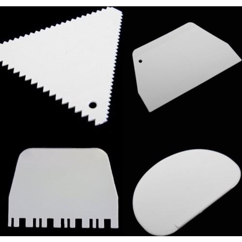 Wholesale New White 4pcs Irregular Tooth Edge DIY Cake Scraper Cream Scraper Set Cake Mold Tool Freeship