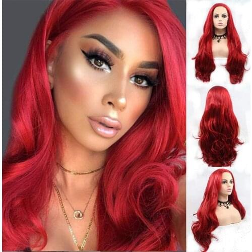 Red Lace Front Wigs for Women Glueless Long Wavy Synthetic Wig With Baby Hair Middle Parting Wave Hair Hot Red Wigs Heat Fiber
