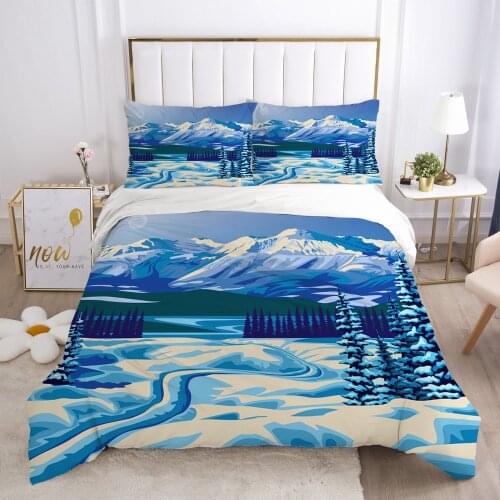 Modern Style Bed Linens Duvet Cover Set 2,3pcs Bedding Sets Quilt/Comforter/Blanket Covers Pillowcase Queen Size 3D Landscape