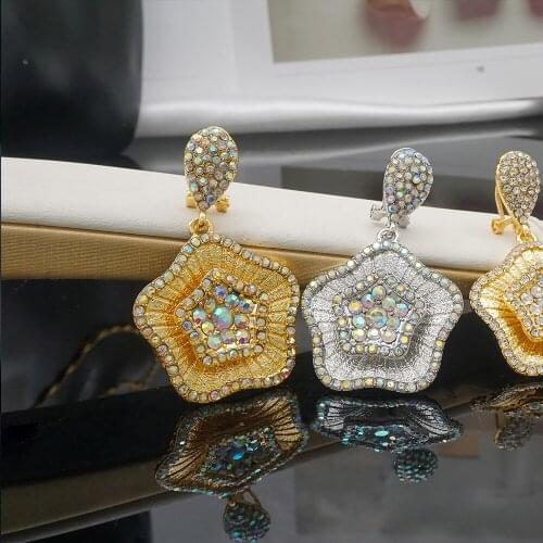 Crystal Stud Earrings For Women Star Design Wedding Fashion Jewerly Bridal Engagement Earrings Female Gifts Wholesale