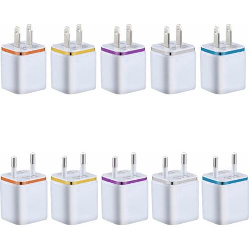 Fast Speed Charger 3 2 1 Usb Port US EU 2.4A AC Power Adapter Wall Charger For iphone 7 8 11 Ipod Samsung android phone pc mp3