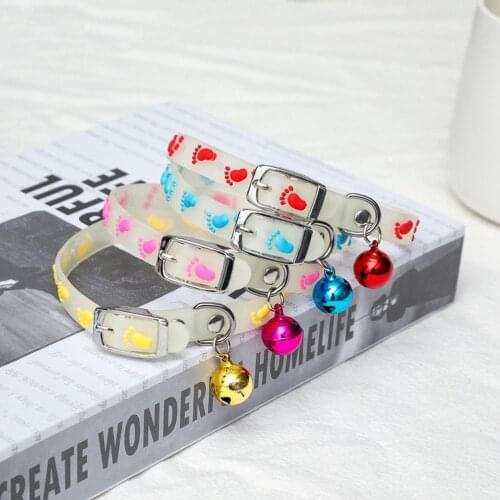 Pet Glowing Collars with Bells Glow at Night Dogs Cats Necklace Light Luminous Neck Ring Accessories