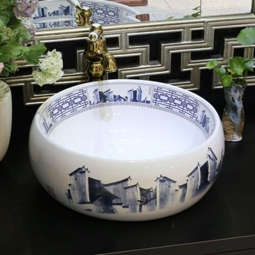 Europe style wash basin sink ceramic basin sink Jingdezhen washing basin Art Counter Top bathroom ceramic sinks wash basin china