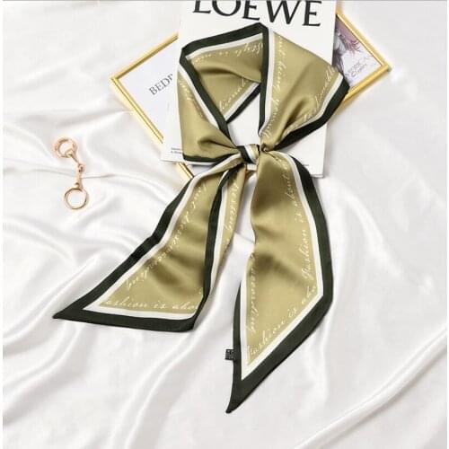 Long 2021 New Letters Printed Women Multifunction Elegant Ladies Silky Head Bandana Decor Skinny Neckwear Scarf Headband