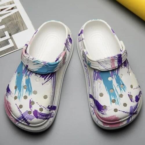 Womens Sandals Baotou Dongdong Shoes Comfortable Breathable Non Slip Garden Shoes Color Graffiti Beach Shoes Slippers Size 41