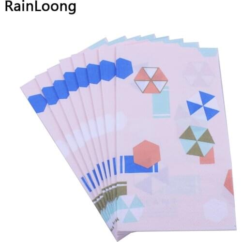 [RainLoong] 3Plys Foil Gold Beverage Napkin Geometry Tissue Serviettes For Cocktail Party Decoration 40*33cm