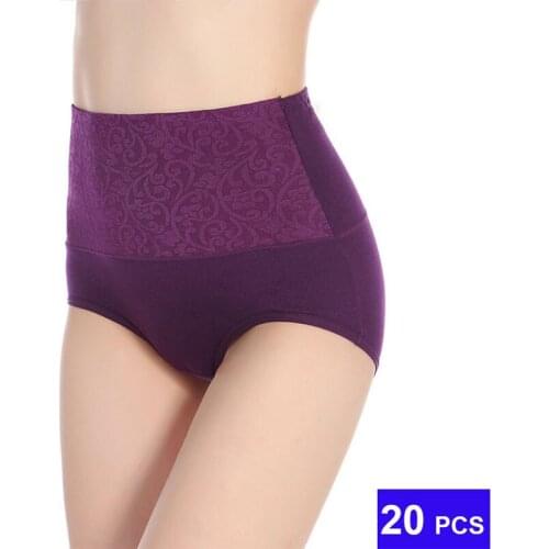 1-20pcs Women Cotton Panties Lady Abdomen Underwear Hip Lift Keep Warm Briefs Calcinha Solid Color For Female Lingers