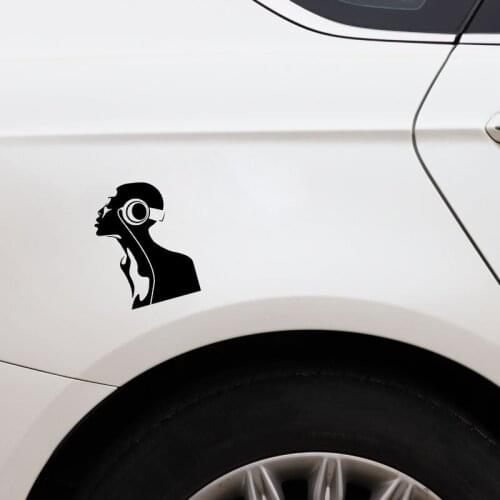 10.4CM*14.8CM DJ & Headphones Girls Rock Music Vinyl Decoration Black/Silver Car Sticker C22-0659