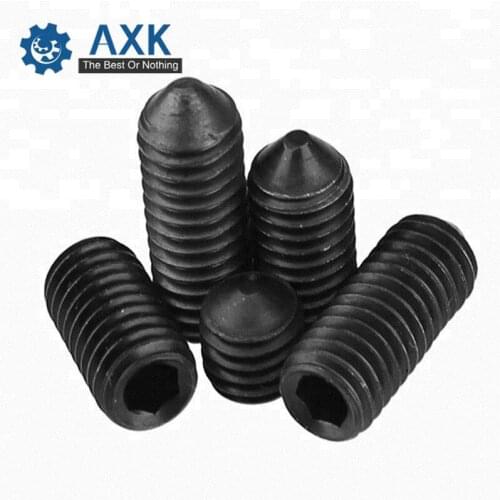100Pcs/50Pcs DIN914 M8 M10 Grade 12.9 Black Grub Screws Cone Point Hexagon Hex Socket Set Screws