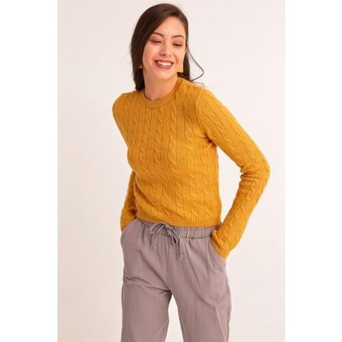 2021 Moda Günlük Sokak Sonbahar Kış Kalın Kadın Örme Kazak Uzun Kollu yuvarlak halka Yaka İnce Jumper Yumuşak Sıcak Çekme Femme