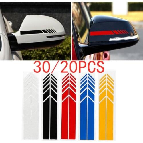 30/20PCS DROPSHIP Auto Car Sticker Non Fading Fashion Color Stripe Auto Sticker Racing Strips Side Rear View Mirror Decor Decal