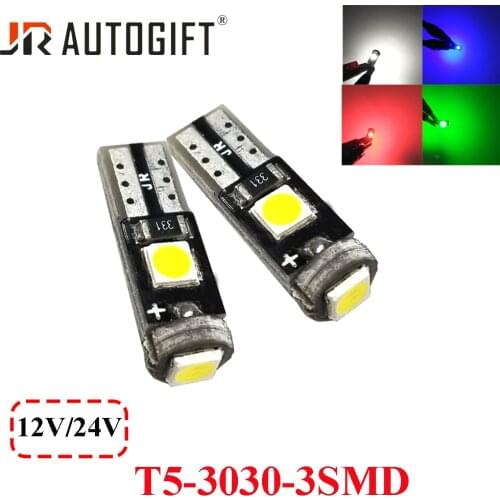 4PCS 12V/24V car-styling T5 3LED 3030 high lumen 3030 chip white red Car Dash Dashboard LED Instrument Panel Light Bulb