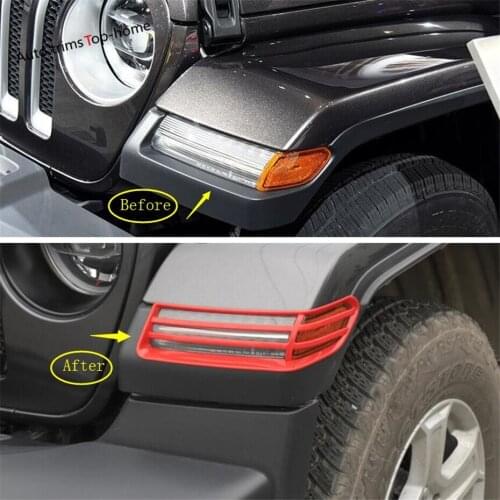 Yimaautotrims Front Wheel Lights Eyebrow Lampshade Protection Frame Cover Trim 3 Colors Fit For Jeep Wrangler JL 2018 - 2020 ABS