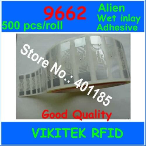Alien 9662 UHF RFID adhesive wet inlay 500pcs per roll 860-960MHZ Higgs3 915M EPC C1G2 ISO18000-6C can be used to RFID tag label