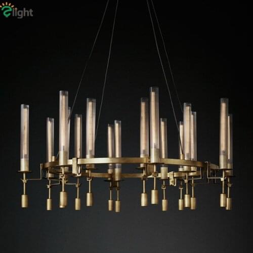 American RH Edison Bulb Led Chandelier Living Room Round Metal E14 Chandelier Lighting Adjustable Hanging Chandelier Fixtures
