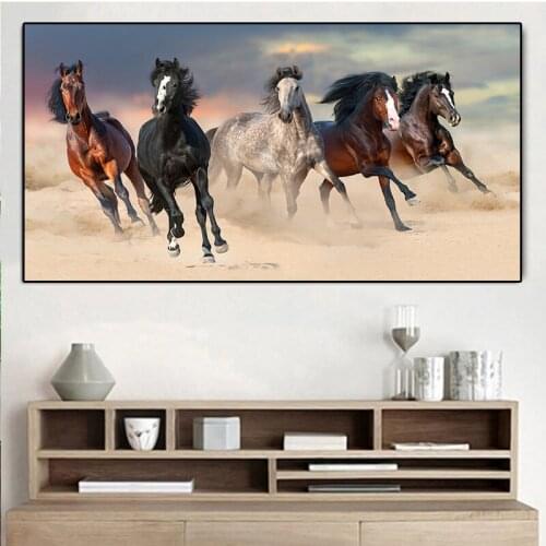Running Horse Animal Modern Oil Painting on Canvas Posters and Prints Cuadros Wall Art Pictures For Living Room