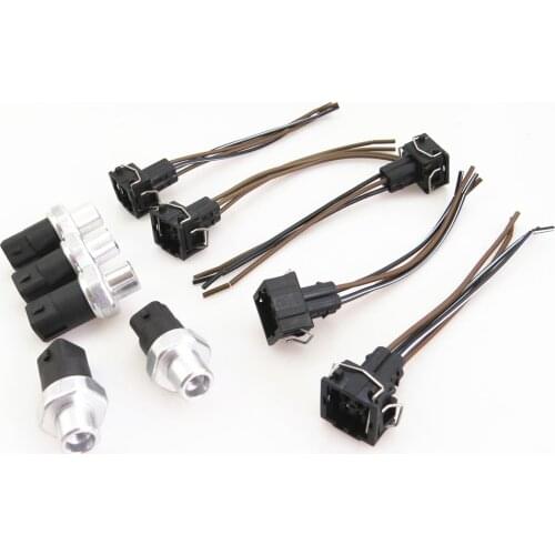 FHAWKEYEQ 5 Set Air Conditioning Pressure Condenser Sensor + Connection Plug Cable Pigtail For VW Passat B5 A4 A6 A8 8D0959482B