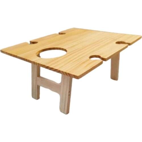 Wooden Folding Picnic Table Portable Folding Wine Table Rack Travel Collapsible Garden Table For Outdoor Camping Hiking