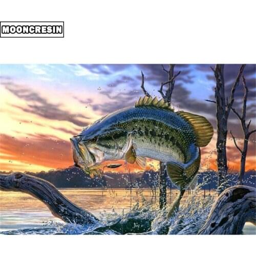 Diy Diamond Embroidery Full Square Diamond Painting Animal Big Fish Cross Stitch Mosaic Picture Of Rhinestones Decoration Home