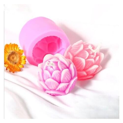 3D Lotus Flower Shape Silicone Material Handmade Candle Mold DIY Aromatherapy Soap Molds Chocolate Cake Mould Home Decoration