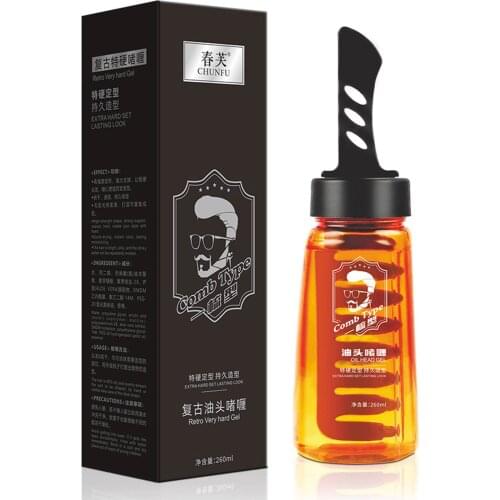 260ml Hair Setting Gel With Dip Comb Men Hair Care Styling Wax Solution Strong Hold Hair Gel Back Head Moisturizing Setting Gel